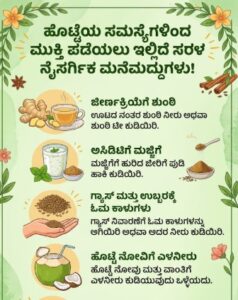 ಹೊಟ್ಟೆಯ ಸಮಸ್ಯೆಗಳಿಂದ ಮುಕ್ತಿ ಪಡೆಯಲು ಇಲ್ಲಿದೆ ಸರಳ ನೈಸರ್ಗಿಕ ಮನೆಮದ್ದುಗಳು!