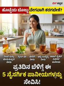 ಹೊಟ್ಟೆಯ ಬೊಜ್ಜು ವೇಗವಾಗಿ ಕರಗಬೇಕೆ? ಪ್ರತಿದಿನ ಬೆಳಿಗ್ಗೆ ಈ 5 ನೈಸರ್ಗಿಕ ಪಾನೀಯಗಳನ್ನು ಸೇವಿಸಿ!